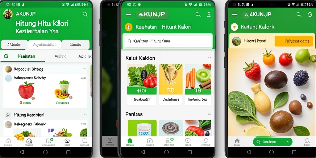 Tampilan antarmuka AKUNJP yang intuitif untuk menghitung kalori.