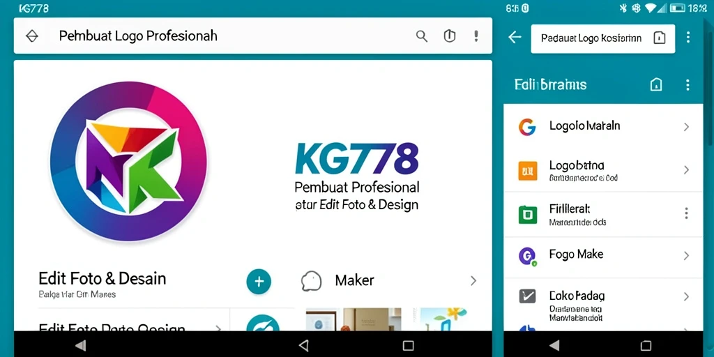 Tampilan antarmuka KG778 yang intuitif untuk membuat logo.