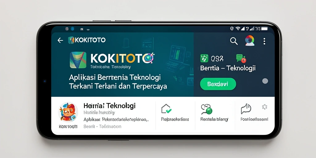 Screenshot antarmuka aplikasi KOKITOTO menampilkan berita teknologi.