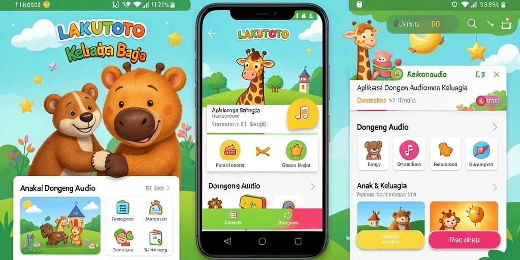 Antarmuka aplikasi LAKUTOTO yang ramah anak dan menarik.