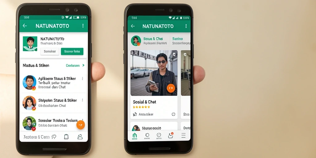 Antarmuka NATUNATOTO yang interaktif dengan berbagai stiker menarik.