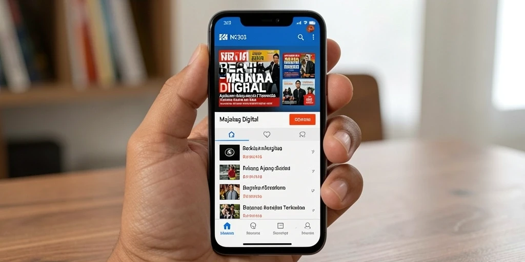Tampilan antarmuka aplikasi Majalah Digital NX303 yang modern dan menarik.