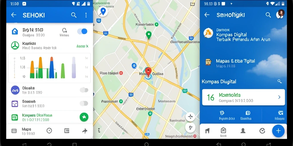 Antarmuka SEHOKI menampilkan kompas digital yang jelas dan informatif.